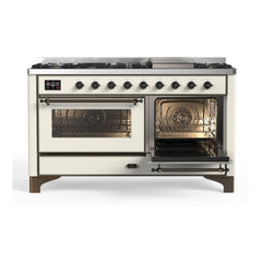 ILVE Majestic II 60 inch Triple Glass Door Dual Fuel Range with 9 Burners, Griddle - UM15FDNS3 - The Home Selection
