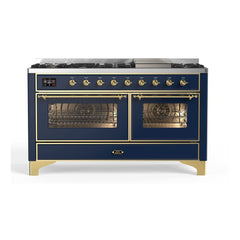 ILVE Majestic II 60 inch Triple Glass Door Dual Fuel Range with 9 Burners, Griddle - UM15FDNS3 - The Home Selection