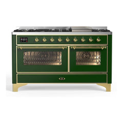 ILVE Majestic II 60 inch Triple Glass Door Dual Fuel Range with 9 Burners, Griddle - UM15FDNS3 - The Home Selection