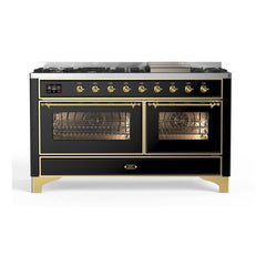 ILVE Majestic II 60 inch Triple Glass Door Dual Fuel Range with 9 Burners, Griddle - UM15FDNS3 - The Home Selection