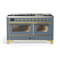ILVE Majestic II 60 inch Triple Glass Door Dual Fuel Range with 9 Burners, Griddle - UM15FDNS3 - The Home Selection
