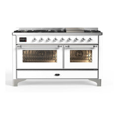 ILVE Majestic II 60 inch Triple Glass Door Dual Fuel Range with 9 Burners, Griddle - UM15FDNS3 - The Home Selection