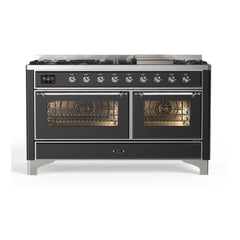 ILVE Majestic II 60 inch Triple Glass Door Dual Fuel Range with 9 Burners, Griddle - UM15FDNS3 - The Home Selection