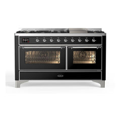 ILVE Majestic II 60 inch Triple Glass Door Dual Fuel Range with 9 Burners, Griddle - UM15FDNS3 - The Home Selection
