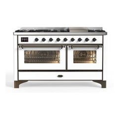 ILVE Majestic II 60 inch Triple Glass Door Dual Fuel Range with 9 Burners, Griddle - UM15FDNS3 - The Home Selection