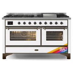 ILVE Majestic II 60 inch Triple Glass Door Dual Fuel Range with 9 Burners, Griddle - UM15FDNS3 - The Home Selection