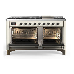 ILVE Majestic II 60 inch Triple Glass Door Dual Fuel Range with 9 Burners, Griddle - UM15FDNS3 - The Home Selection