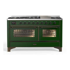 ILVE Majestic II 60 inch Triple Glass Door Dual Fuel Range with 9 Burners, Griddle - UM15FDNS3 - The Home Selection