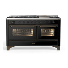 ILVE Majestic II 60 inch Triple Glass Door Dual Fuel Range with 9 Burners, Griddle - UM15FDNS3 - The Home Selection