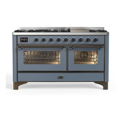 ILVE Majestic II 60 inch Triple Glass Door Dual Fuel Range with 9 Burners, Griddle - UM15FDNS3 - The Home Selection