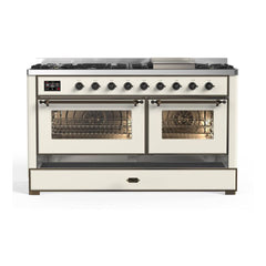 ILVE Majestic II 60 inch Triple Glass Door Dual Fuel Range with 9 Burners, Griddle - UM15FDNS3 - The Home Selection