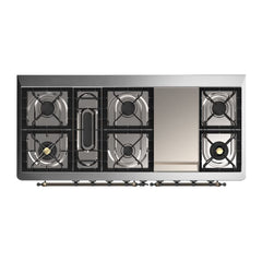 ILVE Majestic II 60 inch Triple Glass Door Dual Fuel Range with 9 Burners, Griddle - UM15FDNS3 - The Home Selection