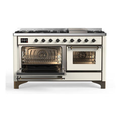 ILVE Majestic II 60 inch Triple Glass Door Dual Fuel Range with 9 Burners, Griddle - UM15FDNS3 - The Home Selection