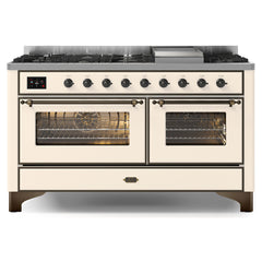 ILVE Majestic II 60 inch Triple Glass Door Dual Fuel Range with 9 Burners, Griddle - UM15FDNS3 - The Home Selection