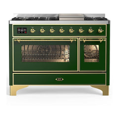 ILVE Majestic III 48 inch Dual Fuel Range with 8 Burners and Griddle, Dual Function Burner up to 25,000 BTU Natural Gas, Triple Glass Door - UM48FNR3AWB - The Home Selection