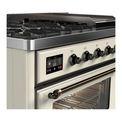 ILVE Majestic III 48 inch Dual Fuel Range with 8 Burners and Griddle, Dual Function Burner up to 25,000 BTU Natural Gas, Triple Glass Door - UM48FNR3AWB - The Home Selection