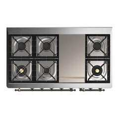ILVE Majestic III 48 inch Dual Fuel Range with 8 Burners and Griddle, Dual Function Burner up to 25,000 BTU Natural Gas, Triple Glass Door - UM48FNR3AWB - The Home Selection
