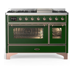 ILVE Majestic III 48 inch Dual Fuel Range with 8 Burners and Griddle, Dual Function Burner up to 25,000 BTU Natural Gas, Triple Glass Door - UM48FNR3AWB - The Home Selection