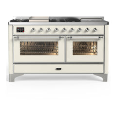 ILVE Majestic III 60 inch Dual Fuel Range with 7 Burners, Griddle and French Top, Dual Function Burner with up to 25,000 BTU Triple Glass Door - UM60FSNR3 - The Home Selection