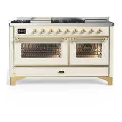 ILVE Majestic III 60 inch Dual Fuel Range with 7 Burners, Griddle and French Top, Dual Function Burner with up to 25,000 BTU Triple Glass Door - UM60FSNR3 - The Home Selection