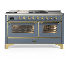 ILVE Majestic III 60 inch Dual Fuel Range with 7 Burners, Griddle and French Top, Dual Function Burner with up to 25,000 BTU Triple Glass Door - UM60FSNR3 - The Home Selection