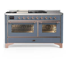 ILVE Majestic III 60 inch Dual Fuel Range with 7 Burners, Griddle and French Top, Dual Function Burner with up to 25,000 BTU Triple Glass Door - UM60FSNR3 - The Home Selection
