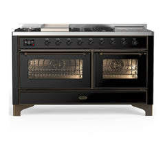 ILVE Majestic III 60 inch Dual Fuel Range with 7 Burners, Griddle and French Top, Dual Function Burner with up to 25,000 BTU Triple Glass Door - UM60FSNR3 - The Home Selection