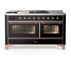 ILVE Majestic III 60 inch Dual Fuel Range with 7 Burners, Griddle and French Top, Dual Function Burner with up to 25,000 BTU Triple Glass Door - UM60FSNR3 - The Home Selection