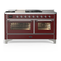 ILVE Majestic III 60 inch Dual Fuel Range with 7 Burners, Griddle and French Top, Dual Function Burner with up to 25,000 BTU Triple Glass Door - UM60FSNR3 - The Home Selection