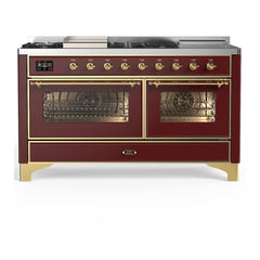 ILVE Majestic III 60 inch Dual Fuel Range with 7 Burners, Griddle and French Top, Dual Function Burner with up to 25,000 BTU Triple Glass Door - UM60FSNR3 - The Home Selection