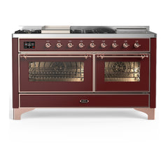 ILVE Majestic III 60 inch Dual Fuel Range with 7 Burners, Griddle and French Top, Dual Function Burner with up to 25,000 BTU Triple Glass Door - UM60FSNR3 - The Home Selection