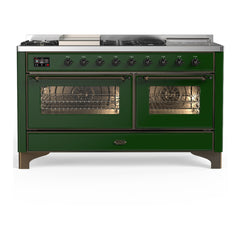 ILVE Majestic III 60 inch Dual Fuel Range with 7 Burners, Griddle and French Top, Dual Function Burner with up to 25,000 BTU Triple Glass Door - UM60FSNR3 - The Home Selection