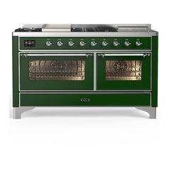 ILVE Majestic III 60 inch Dual Fuel Range with 7 Burners, Griddle and French Top, Dual Function Burner with up to 25,000 BTU Triple Glass Door - UM60FSNR3 - The Home Selection