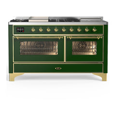 ILVE Majestic III 60 inch Dual Fuel Range with 7 Burners, Griddle and French Top, Dual Function Burner with up to 25,000 BTU Triple Glass Door - UM60FSNR3 - The Home Selection