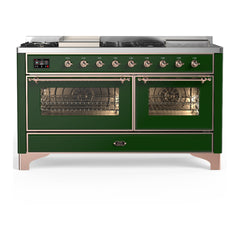 ILVE Majestic III 60 inch Dual Fuel Range with 7 Burners, Griddle and French Top, Dual Function Burner with up to 25,000 BTU Triple Glass Door - UM60FSNR3 - The Home Selection