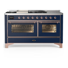 ILVE Majestic III 60 inch Dual Fuel Range with 7 Burners, Griddle and French Top, Dual Function Burner with up to 25,000 BTU Triple Glass Door - UM60FSNR3 - The Home Selection