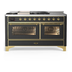 ILVE Majestic III 60 inch Dual Fuel Range with 7 Burners, Griddle and French Top, Dual Function Burner with up to 25,000 BTU Triple Glass Door - UM60FSNR3 - The Home Selection