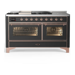 ILVE Majestic III 60 inch Dual Fuel Range with 7 Burners, Griddle and French Top, Dual Function Burner with up to 25,000 BTU Triple Glass Door - UM60FSNR3 - The Home Selection