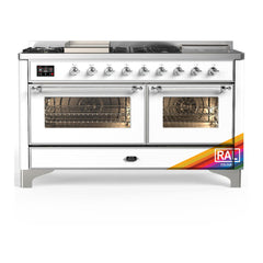 ILVE Majestic III 60 inch Dual Fuel Range with 7 Burners, Griddle and French Top, Dual Function Burner with up to 25,000 BTU Triple Glass Door - UM60FSNR3 - The Home Selection