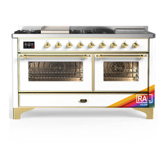 ILVE Majestic III 60 inch Dual Fuel Range with 7 Burners, Griddle and French Top, Dual Function Burner with up to 25,000 BTU Triple Glass Door - UM60FSNR3 - The Home Selection