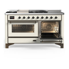 ILVE Majestic III 60 inch Dual Fuel Range with 7 Burners, Griddle and French Top, Dual Function Burner with up to 25,000 BTU Triple Glass Door - UM60FSNR3 - The Home Selection