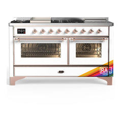 ILVE Majestic III 60 inch Dual Fuel Range with 7 Burners, Griddle and French Top, Dual Function Burner with up to 25,000 BTU Triple Glass Door - UM60FSNR3 - The Home Selection