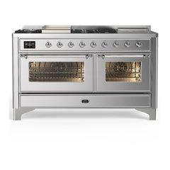 ILVE Majestic III 60 inch Dual Fuel Range with 7 Burners, Griddle and French Top, Dual Function Burner with up to 25,000 BTU Triple Glass Door - UM60FSNR3 - The Home Selection