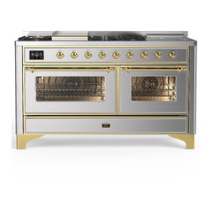 ILVE Majestic III 60 inch Dual Fuel Range with 7 Burners, Griddle and French Top, Dual Function Burner with up to 25,000 BTU Triple Glass Door - UM60FSNR3 - The Home Selection