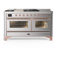 ILVE Majestic III 60 inch Dual Fuel Range with 7 Burners, Griddle and French Top, Dual Function Burner with up to 25,000 BTU Triple Glass Door - UM60FSNR3 - The Home Selection