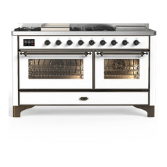 ILVE Majestic III 60 inch Dual Fuel Range with 7 Burners, Griddle and French Top, Dual Function Burner with up to 25,000 BTU Triple Glass Door - UM60FSNR3 - The Home Selection
