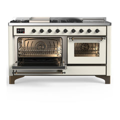 ILVE Majestic III 60 inch Dual Fuel Range with 7 Burners, Griddle and French Top, Dual Function Burner with up to 25,000 BTU Triple Glass Door - UM60FSNR3 - The Home Selection