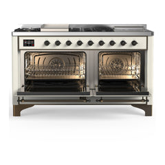 ILVE Majestic III 60 inch Dual Fuel Range with 7 Burners, Griddle and French Top, Dual Function Burner with up to 25,000 BTU Triple Glass Door - UM60FSNR3 - The Home Selection