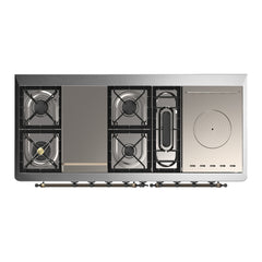ILVE Majestic III 60 inch Dual Fuel Range with 7 Burners, Griddle and French Top, Dual Function Burner with up to 25,000 BTU Triple Glass Door - UM60FSNR3 - The Home Selection