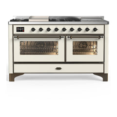 ILVE Majestic III 60 inch Dual Fuel Range with 7 Burners, Griddle and French Top, Dual Function Burner with up to 25,000 BTU Triple Glass Door - UM60FSNR3 - The Home Selection
